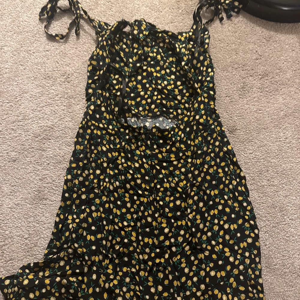 Black Dress with Yellow Lemon Print